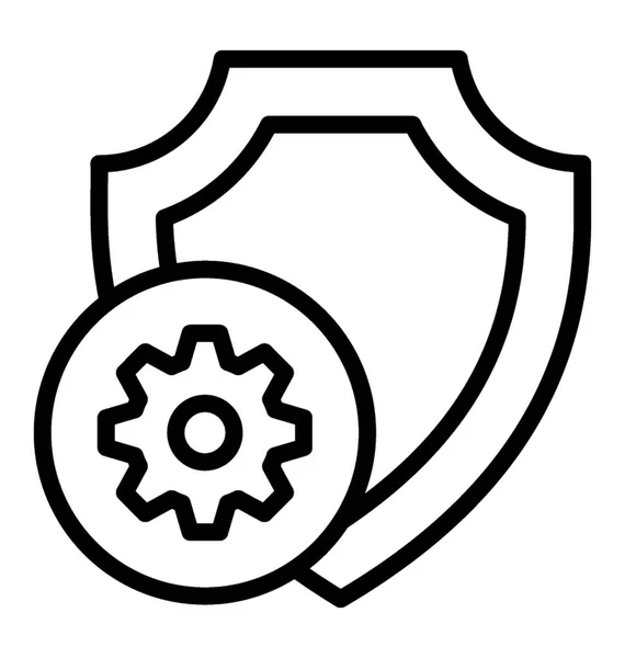 Escudo Seguridad Con Rueda Dentada Que Representa Gestión Seguridad — Vector de stock