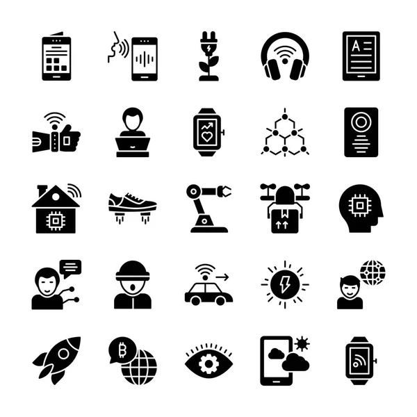 Invenzioni Tecnologiche Glyph Icons Pack — Vettoriale Stock