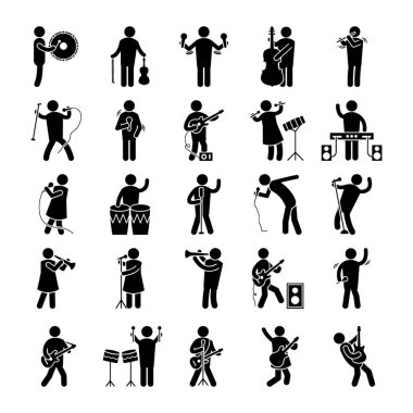 Müzik sanatçıları glif simgeler 
