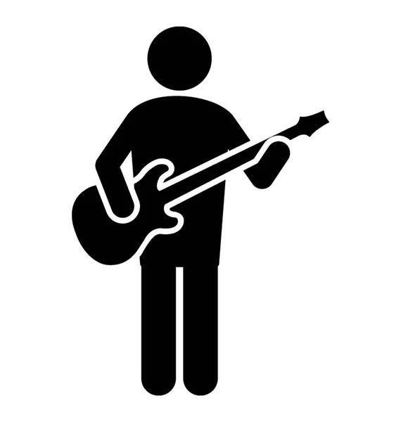 Avatar Holding Gitaar Staande Met Gitarist Pictogram — Stockvector