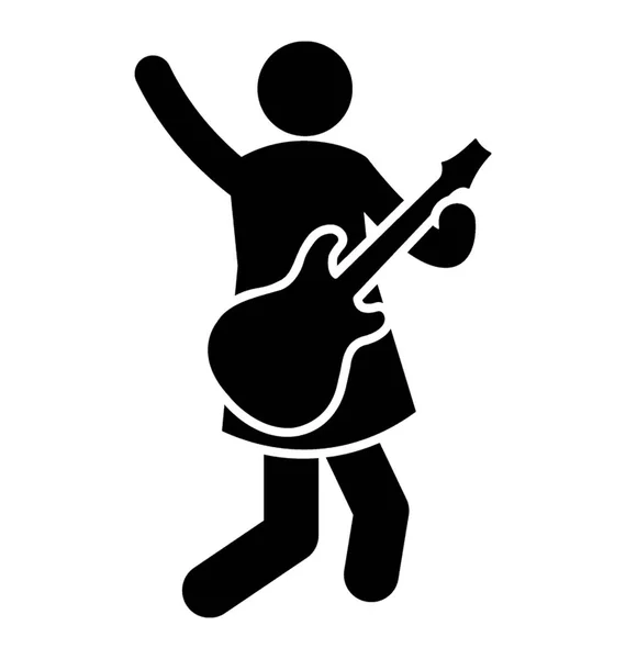 Holding Guitar Waving Hand Club Guitarist — Stock Vector