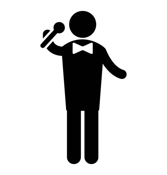 Man Standing Holding Mic Singer Icon — Stock Vector