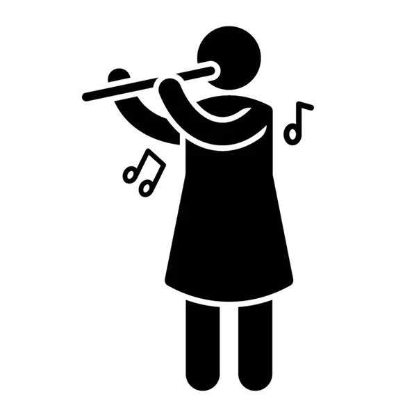 Female Avatar Flute Flute Player — Stock Vector