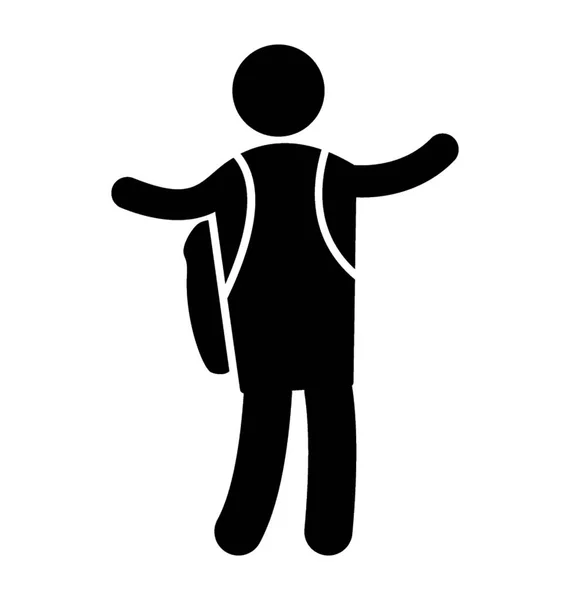 バックパックと立っている象徴する幸せな学生を身に着けている学生 — ストックベクタ