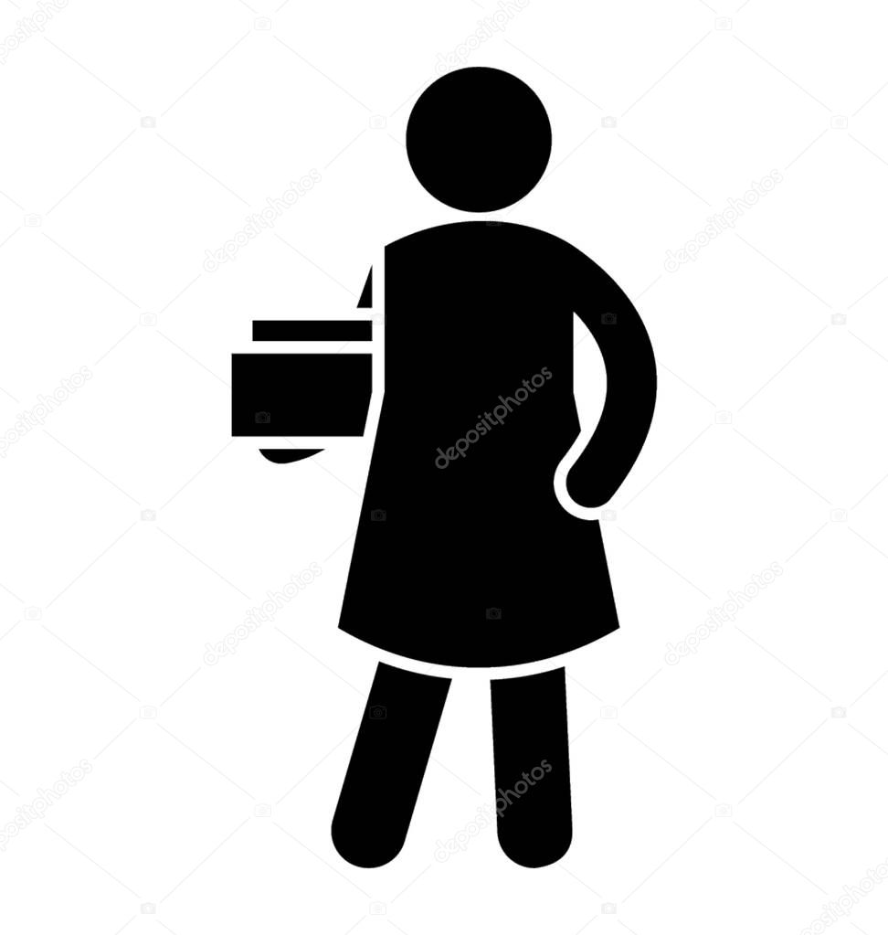 Female holding bag depicting faculty member 