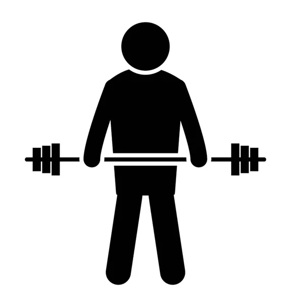 Human Avatar Lifting Heavy Weights Showcasing Bodybuilding Icon — Stock Vector