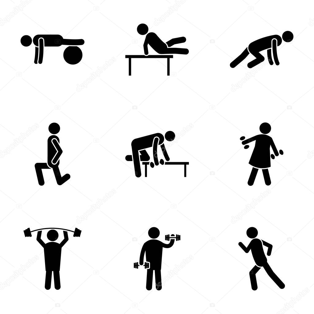Healthcare Exercise Glyph Icons set 