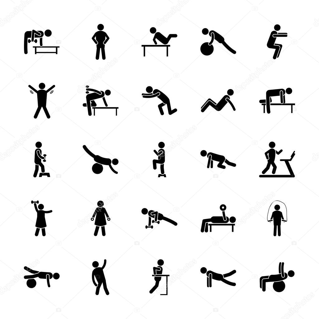 Physical Fitness Glyph Icons Pack 