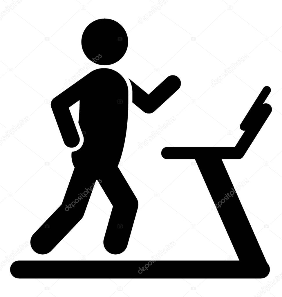 Man running on a machine depicting treadmill workout 