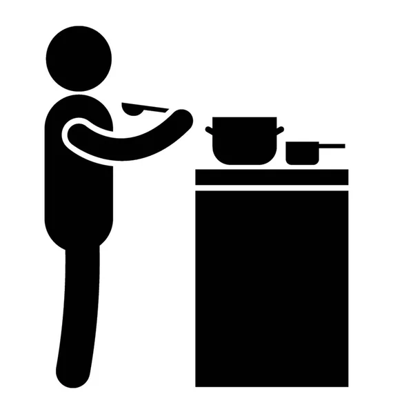 Avatar Standing Kitchen Tasting Food Icon — Stock Vector