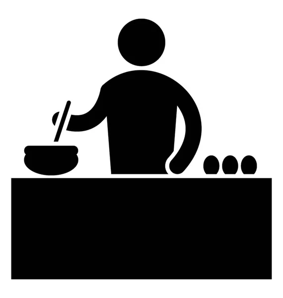 Avatar Ludzi Stojących Kuchni Gotowanie Ikona Jedzenie — Wektor stockowy