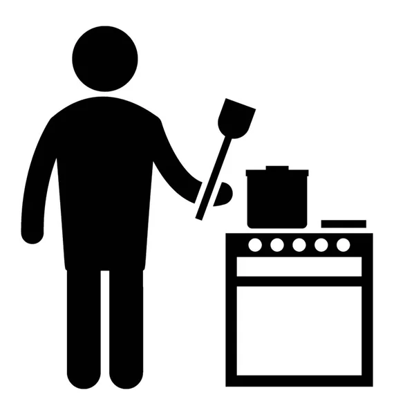 Personne Tenant Spatule Faisant Nourriture Dans Cuisine Domestique — Image vectorielle