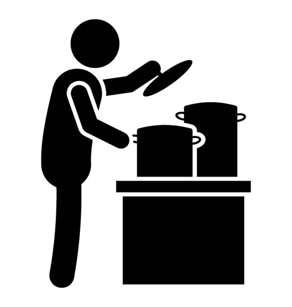 Person Boiling Food Boiled Food Icon — Stock Vector
