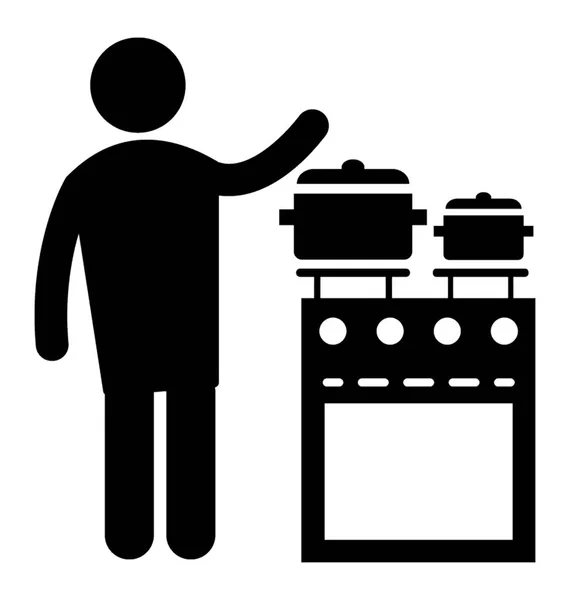 Mensch Mit Kochtopf Prägt Essenszubereitung — Stockvektor