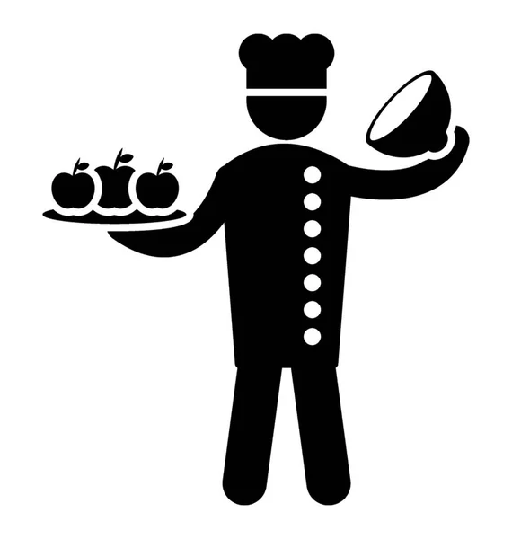 Avatar Humain Tenant Cloche Alimentaire Service Nourriture — Image vectorielle