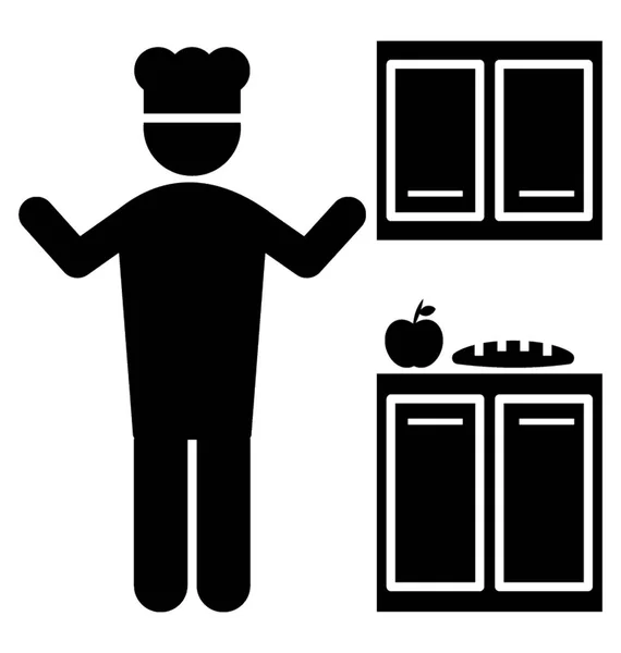 Chef Maison Portant Uniforme Dans Cuisine Domestique — Image vectorielle