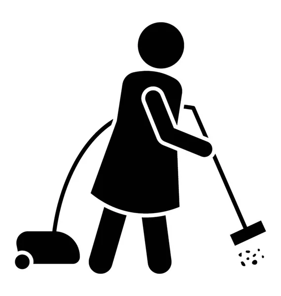 女性头像持有吸尘器清洁服务 — 图库矢量图片