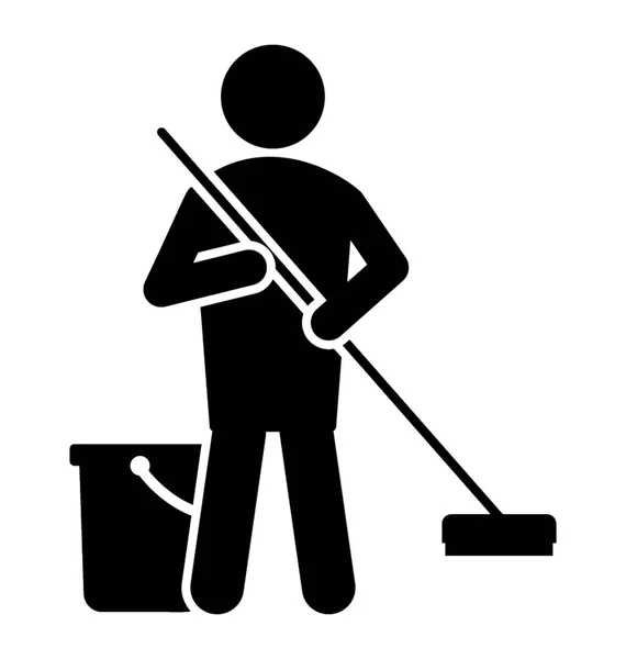 Avatar Por Segurando Limpador Chão Serviços Limpeza — Vetor de Stock