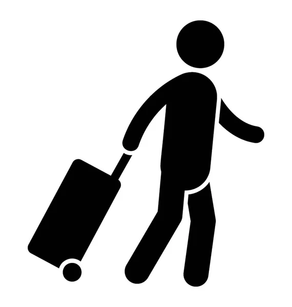 Hombre Sosteniendo Bolsa Equipaje Que Representa Aeropuerto Humano — Vector de stock