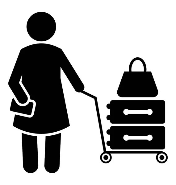 Person Pushing Luggage Symbol Porter — Stock Vector