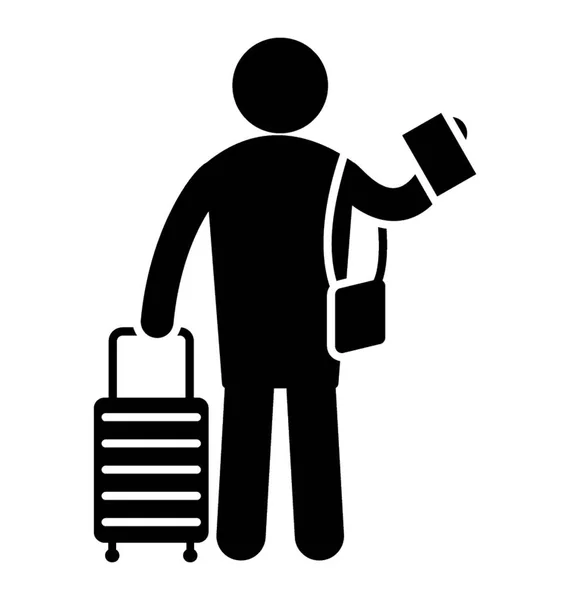 Homme Tenant Sac Bagages Passager — Image vectorielle