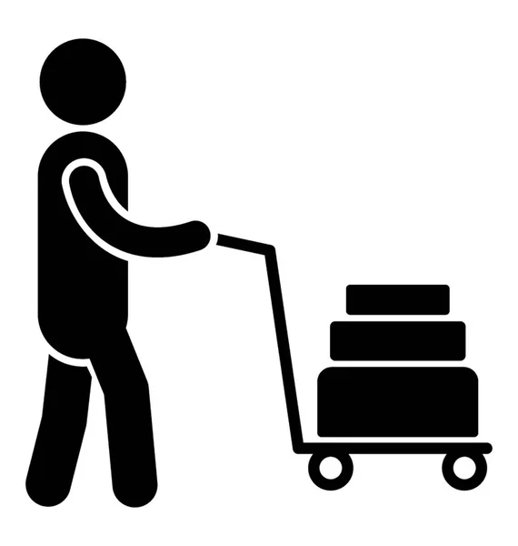 人推行李是机场搬运工的象征 — 图库矢量图片