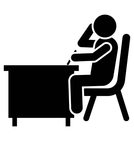 Homme Travaille Alors Est Assis Sur Une Chaise Bureau Employé — Image vectorielle