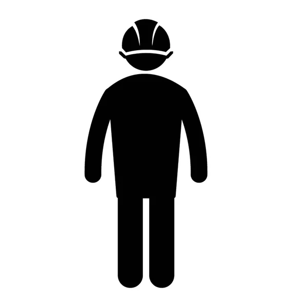 Homme Debout Portant Casque Dur Représentant Ouvrier Usine — Image vectorielle