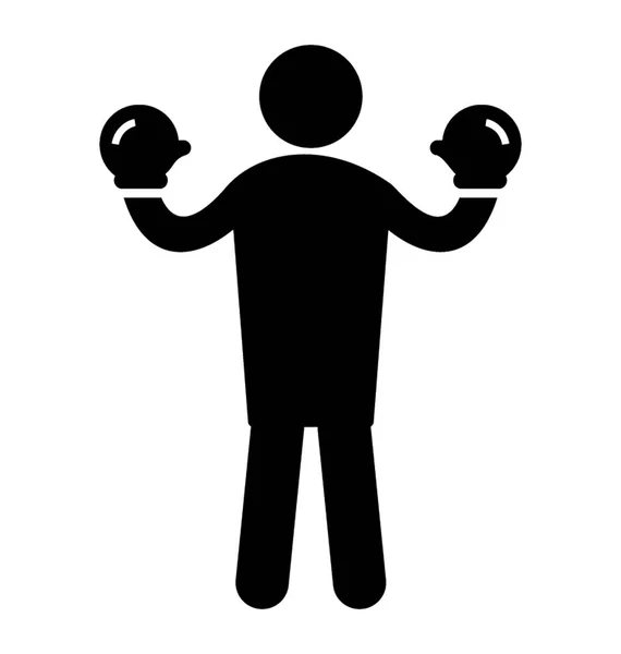 Man Wearing Wrestling Gloves Depicting Boxing Icon — Stock Vector