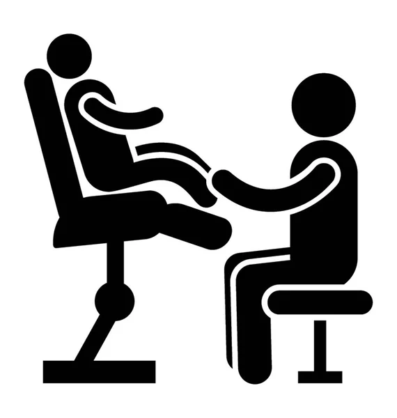 Hombre Cuidando Los Pies Cliente Icono Pedicura — Vector de stock