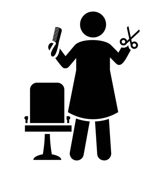 Homme Debout Tenant Peigne Ciseau Représentant Salon Coiffure — Image vectorielle