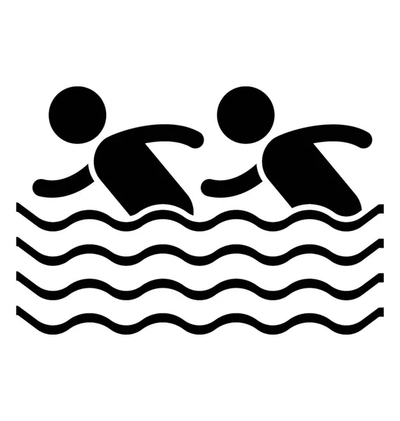 Δύο Πρόσωπα Που Απεικονίζουν Νερό Κολυμπούν Εικονίδιο Αγώνα — Διανυσματικό Αρχείο