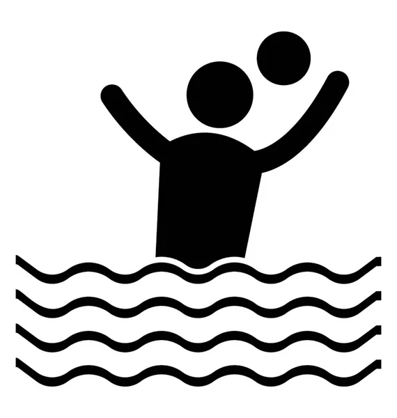 Hombre Agua Jugando Con Pelota Icono Pelota Playa — Vector de stock