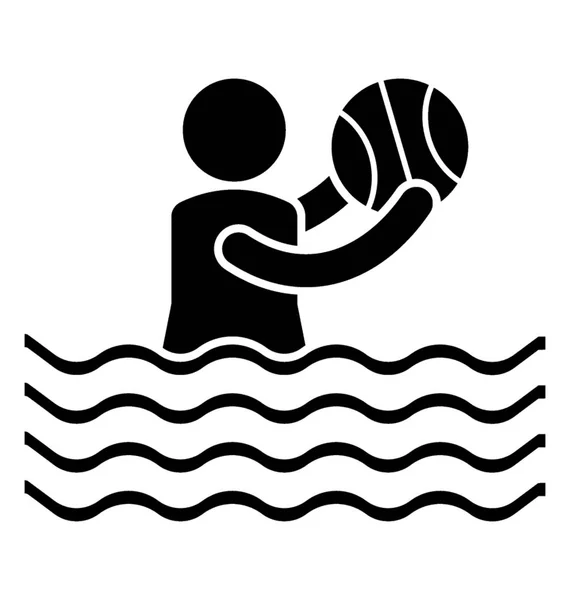 Hombre Agua Jugando Con Pelota Deportes Acuáticos — Vector de stock