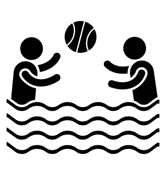 Двоє Чоловіків Грають Воді Ячем Зображує Значок Волейболу — стоковий вектор