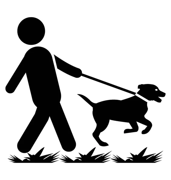 Чоловік Тримає Собаку Зображує Значок Прогулянки Улюбленця — стоковий вектор