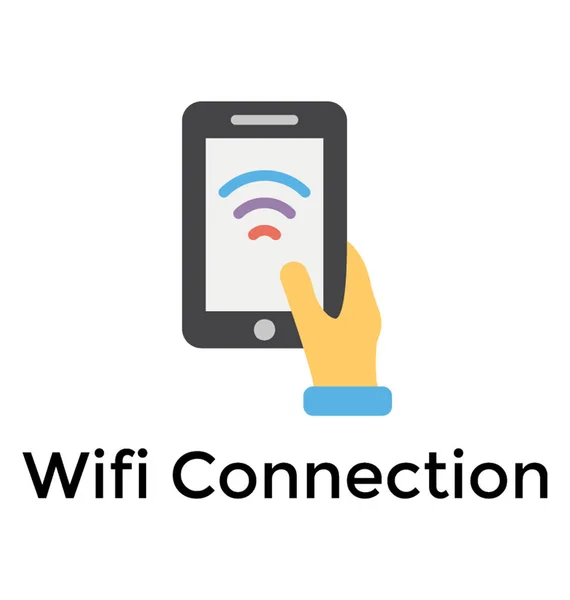 Telefono Cellulare Con Connessione Internet Wireless Connessione Wifi — Vettoriale Stock