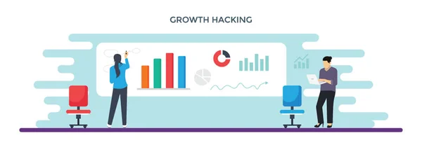 Persoane Graficul Bare Care Prezintă Hacking Creștere — Vector de stoc