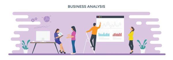 Osoba Wykres Przedstawiający Ilustracja Analizy Biznesowej — Wektor stockowy