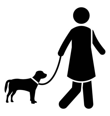 Bir köpek tutarak ve evde beslenen hayvan yürüyüş simgesini gösterilen kadın avatar 