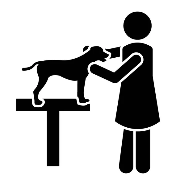 Een Menselijke Avatar Holding Pup Verzorgen Trainer Van Hond — Stockvector