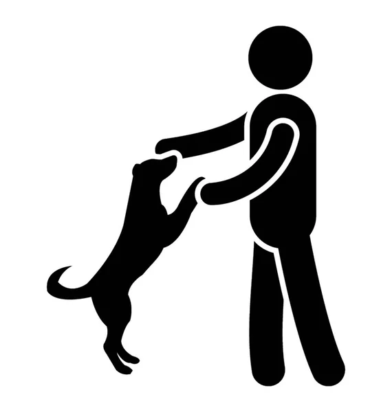 Hombre Está Tratando Entrenar Perro Mascota Entrenamiento Perros — Vector de stock