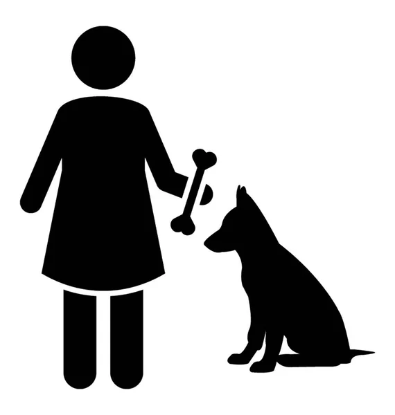 Mulher Segurando Osso Para Cão Simbolizando Comida Cão — Vetor de Stock