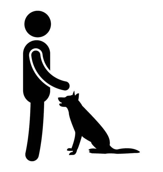 Humano Cuidando Animal Entrenamiento Obediencia — Vector de stock