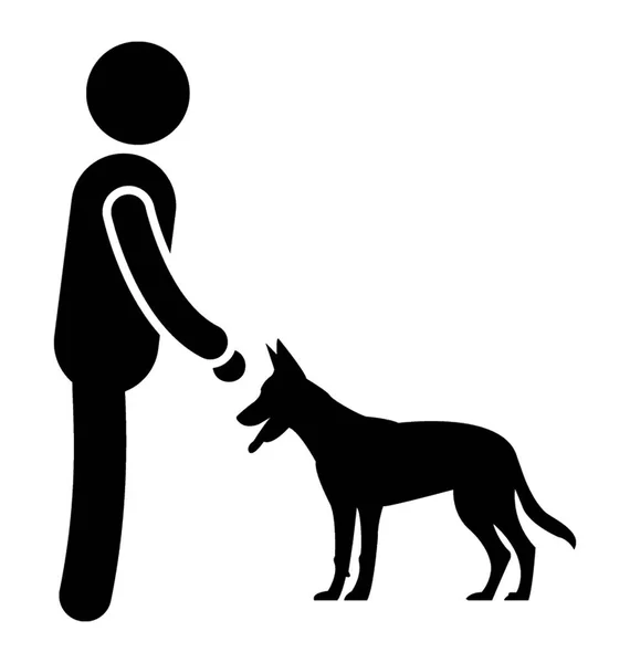 Hombre Pie Con Perro Salvaje — Vector de stock