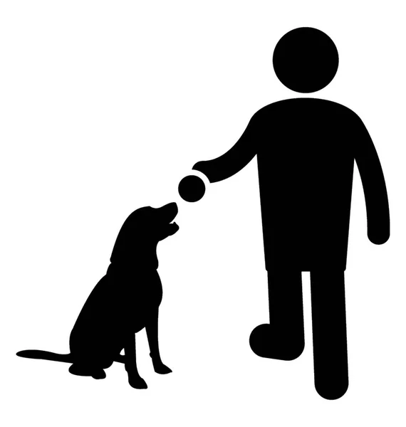 Homme Tenant Balle Avec Chien Jeux Pour Animaux Compagnie — Image vectorielle