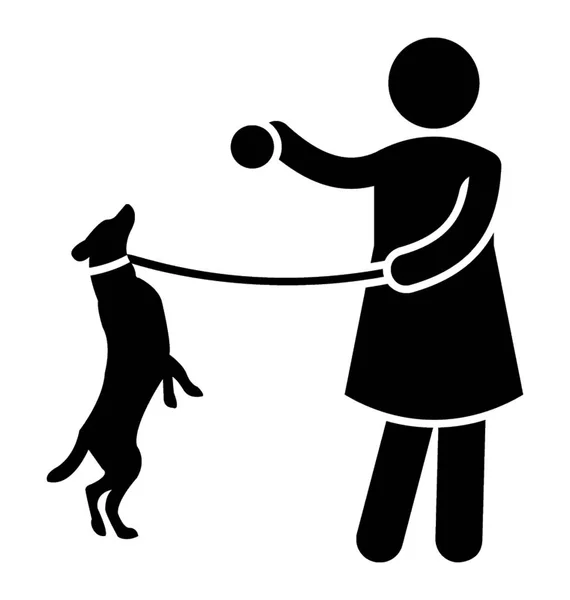 Чоловік Тримає Собаку Ячем Домашні Ігри — стоковий вектор