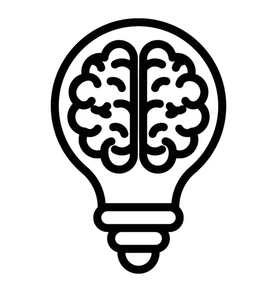 Мозг Внутри Лампочки Символ Творческого Мозга — стоковый вектор