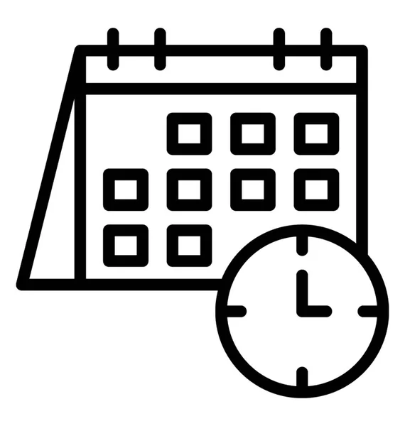 Zegar Kalendarzem Wyświetlono Ikonę Zdarzenia Kalendarza — Wektor stockowy