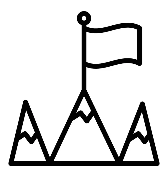 Bandera Sobre Montañas Icono Logro — Archivo Imágenes Vectoriales